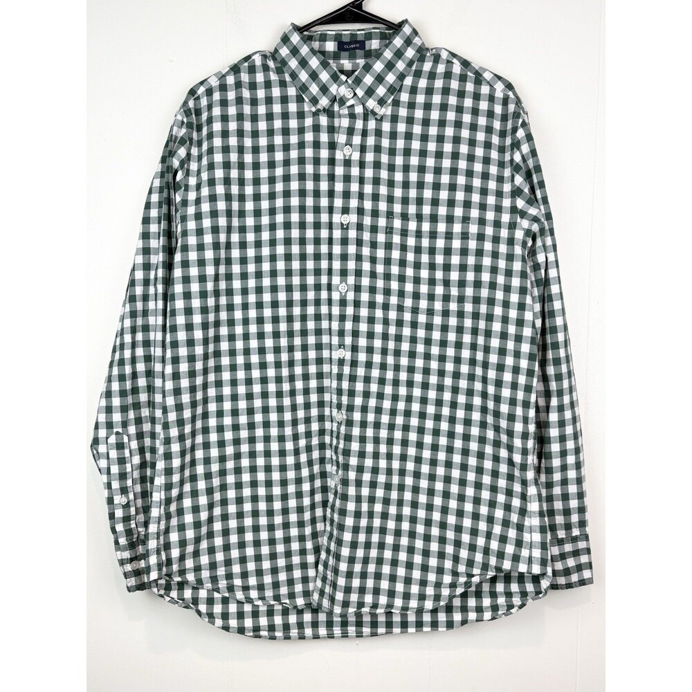 J.Crew Mens Shirt Button Down Green Check Holiday Christmas Classic Fit Size Lg